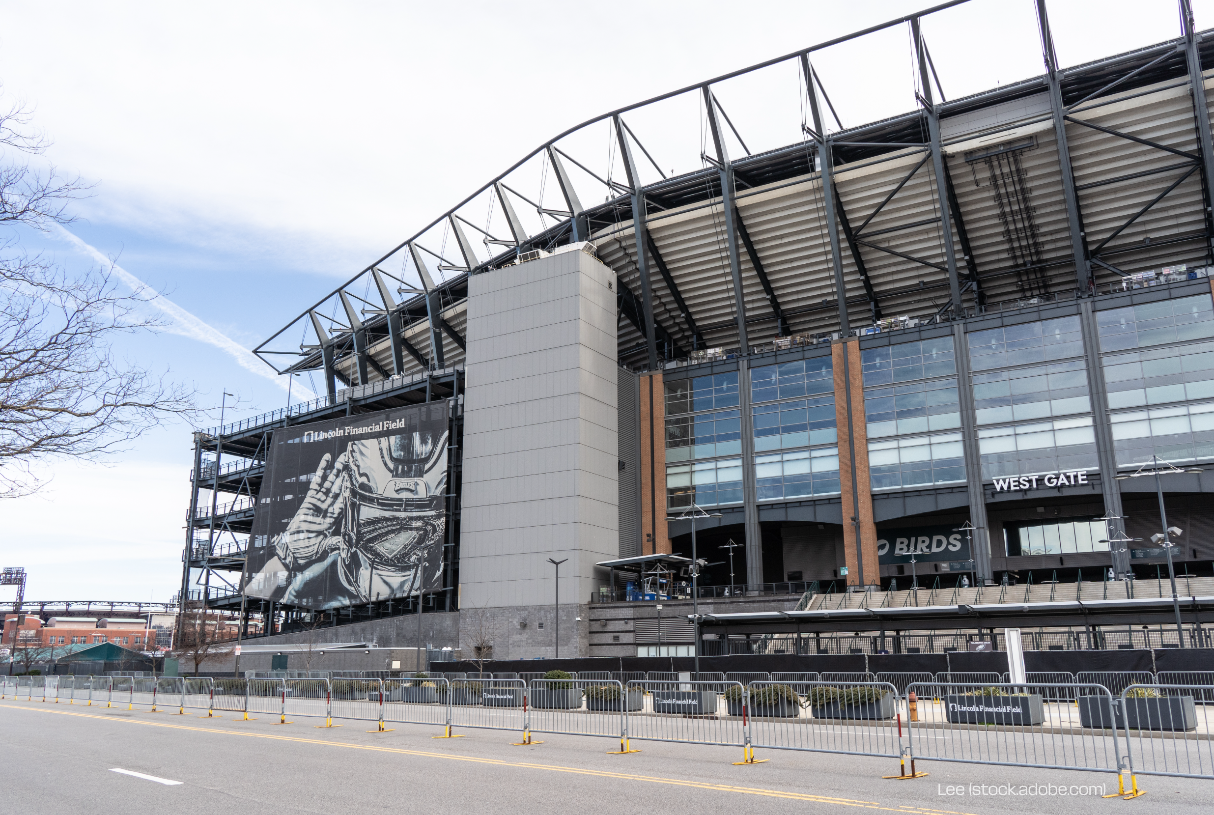 Exterior view of Lincoln Financial Field in Philadelphia, Pennsylvania, the West Gate entrance